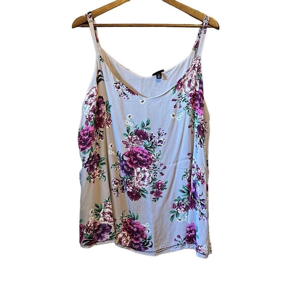 Torrid Floral Print Tank Top Sleeveless Casual Plus Size V-Neck‎ Blouse